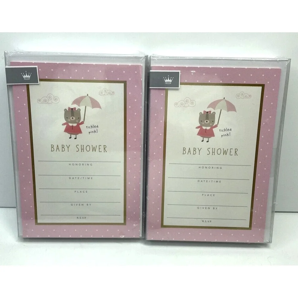Hallmark Cares Girl Baby Shower Invitations w/Envelopes 2 Pkgs Of 10 (20 Total)
